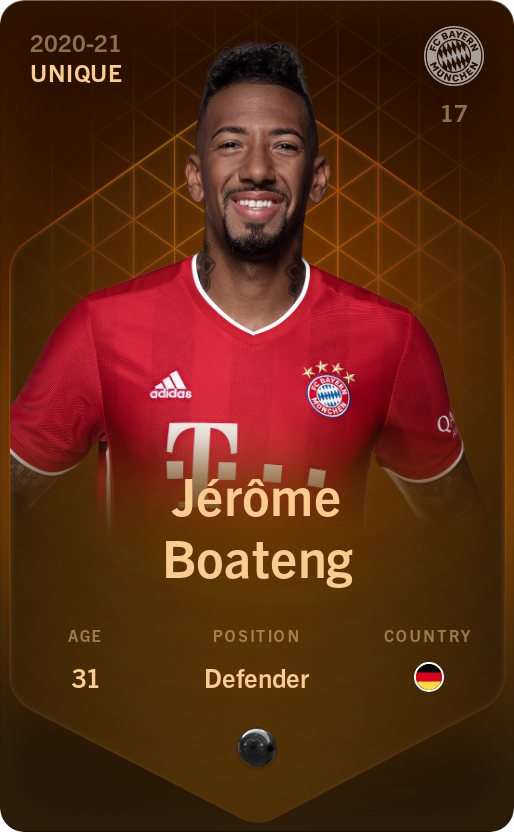 Sorare - Sorare Official - Jérôme Boateng 2020-21 • Unique - NFT # 113410495422639959512569703413763400578523818112831577595019540948286451693923