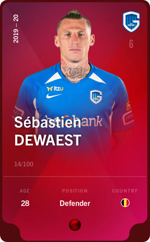 Sorare - Sorare Official - Sébastien Dewaest 2019-20 • Rare 14/100 - NFT # 85463518992526745770111714917882649269301610636328389010250999672299567160331