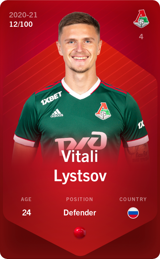 Sorare - Sorare Official - Vitali Lystsov 2020-21 • Rare 12/100 - NFT # 77332600563343106497018874688863375638088688371310944850473390914019778577680