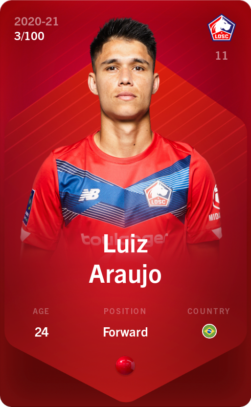 Sorare - Sorare Official - Luiz Araujo 2020-21 • Rare 3/100 - NFT # 54249218592954724217910396525187486580632916002606458781084888814449949218895