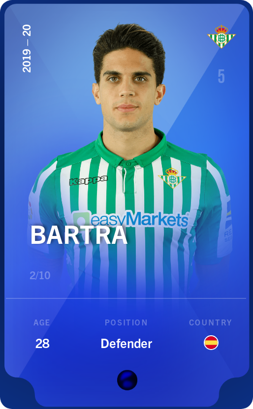 Sorare - Sorare Official - Bartra 2019-20 • Super Rare 2/10 - NFT # 12488913587602784435251486245278708759244479389205188211164788825341767308793