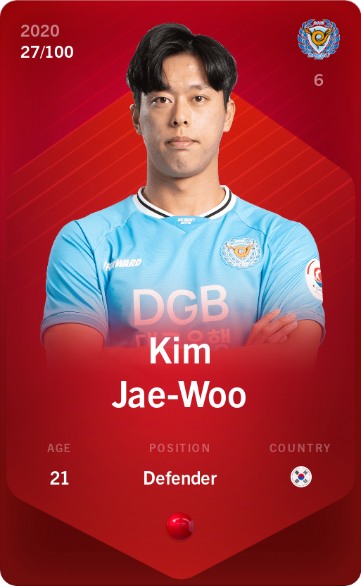 Sorare - Sorare Official - Kim Jae-Woo 2020-21 • Rare 27/100 - NFT # 104037398804026308763733207959725967400914464397733475162250077318295378532925