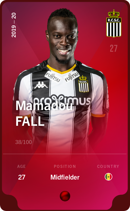 Sorare - Sorare Official - Mamadou Fall 2019-20 • Rare 38/100 - NFT # 104409282926575341504870152332457877650423329279525257529155718906101552758420