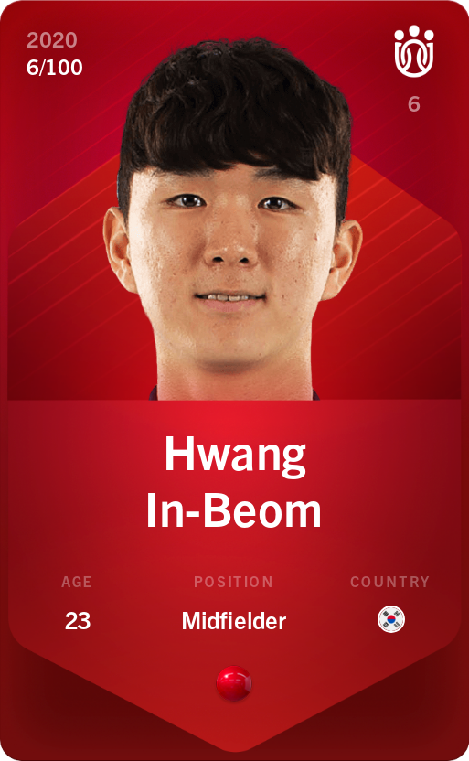 Sorare - Sorare Official - Hwang In-Beom 2020-21 • Rare 6/100 - NFT # 7948130407712518418559079854991136307201178658512768048768560990518419536808