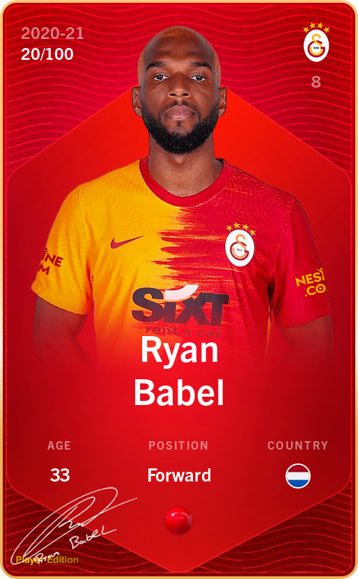 Sorare - Sorare Official - Ryan Babel 2020-21 • Rare 20/100 - NFT # 86100807138993268348692477281579742489602280514149062018764209548515576053652
