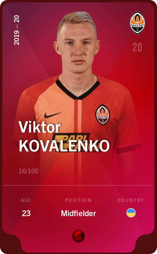 Sorare - Sorare Official - Viktor Kovalenko 2019-20 • Rare 16/100 - NFT # 82201600007040662465653206848220578431415403680661560554242203631711612631060
