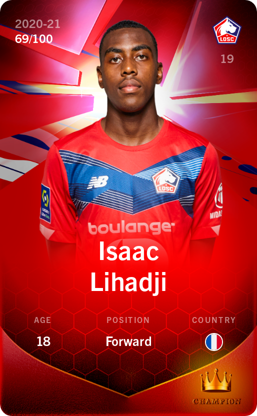 Sorare - Sorare Official - Isaac Lihadji 2020-21 • Rare 69/100 - NFT # 103723065871631266493674056165214780025497253854482571216174591389986586535329