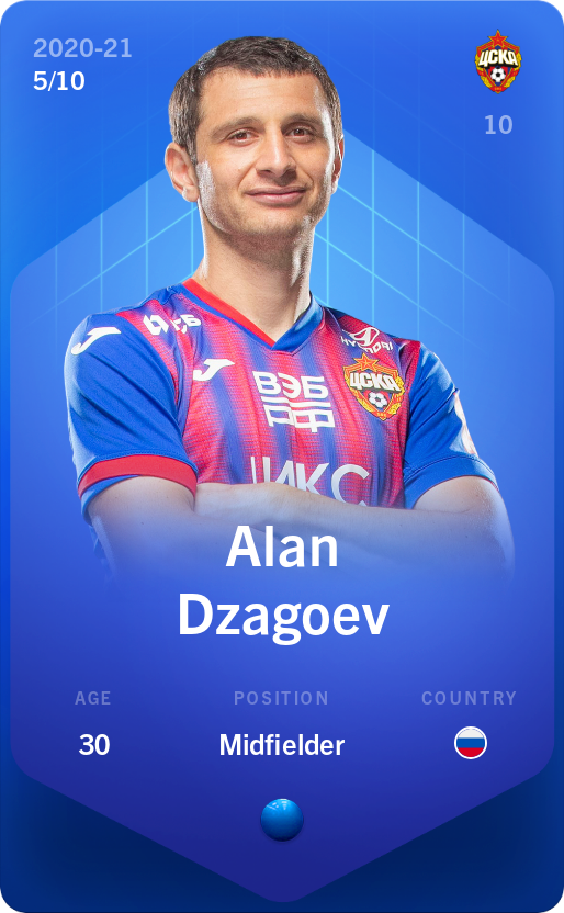 Sorare - Sorare Official - Alan Dzagoev 2020-21 • Super Rare 5/10 - NFT # 81887316921352264741928235577879923557294407066909121362108524346976380962320