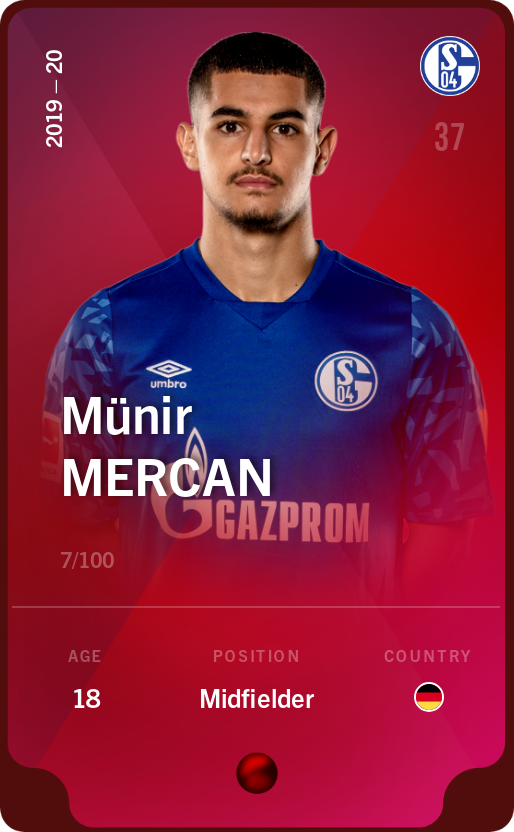 Sorare - Sorare Official - Münir Mercan 2019-20 • Rare 7/100 - NFT # 70502641051602092793015969188938103221290611111723766536583713923699346735613