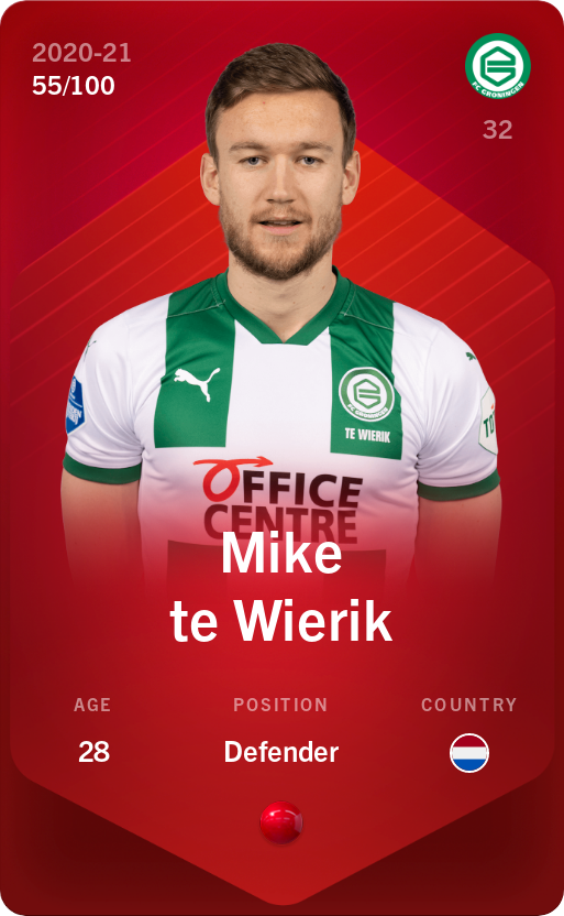 Sorare - Sorare Official - Mike te Wierik 2020-21 • Rare 55/100 - NFT # 84323712902989337367854247123135657881310540251526048937856417979365787192244