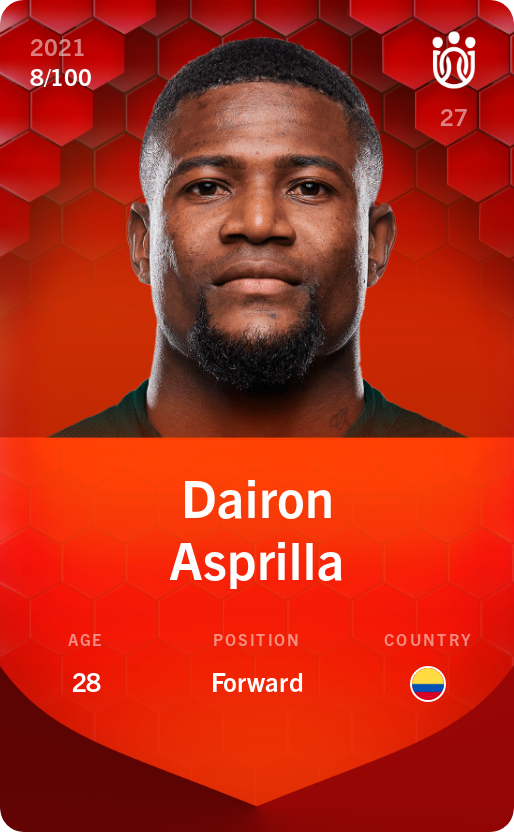 Sorare - Sorare Official - Dairon Asprilla 2021-22 • Rare 8/100 - NFT # 48771926134494977963064875653378502134738746499866770956965786586173862682456