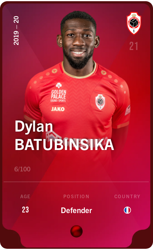 Sorare - Sorare Official - Dylan Batubinsika 2019-20 • Rare 6/100 - NFT # 24212285857124254539218301996073419922692254920392127767195665509264935699288