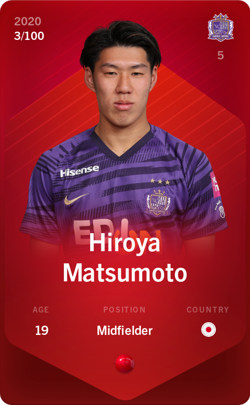 Sorare - Sorare Official - Hiroya Matsumoto 2020-21 • Rare 3/100 - NFT # 54867330552514421748352145071403315012631332544758264886581163531894476623962