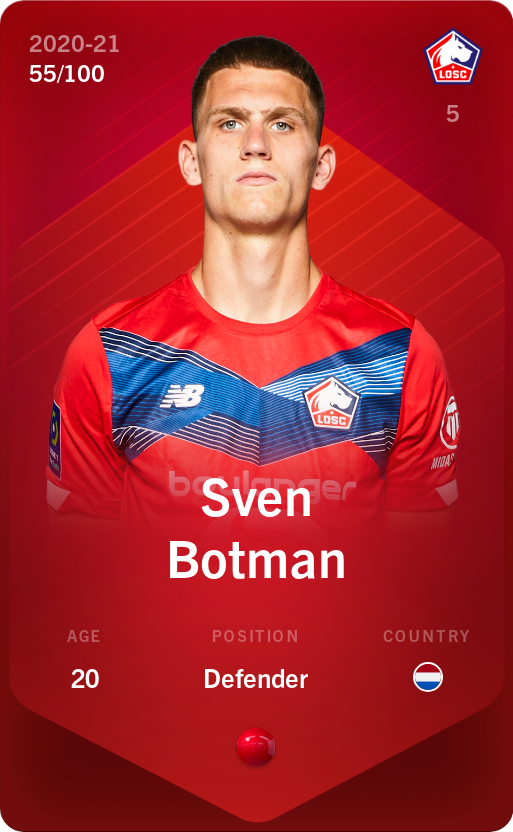 Sorare - Sorare Official - Sven Botman 2020-21 • Rare 55/100 - NFT # 11486903181013494283111415413938096885250526186092771883063467088785486140951