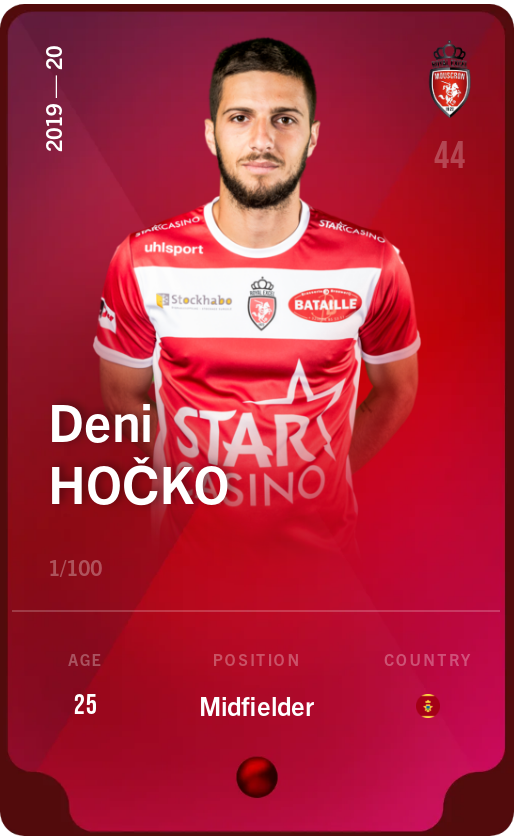 Sorare - Sorare Official - Deni Hočko 2019-20 • Rare 1/100 - NFT # 105615838800223925351954257207951328139887250411534100840467314468964121728884