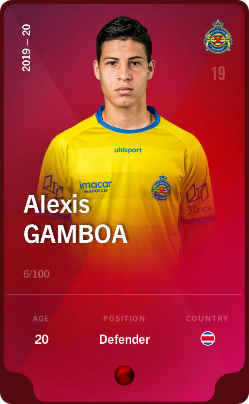 Sorare - Sorare Official - Alexis Gamboa 2019-20 • Rare 6/100 - NFT # 98545646046303229826439362024919596569005966309618693858471043340286529803785