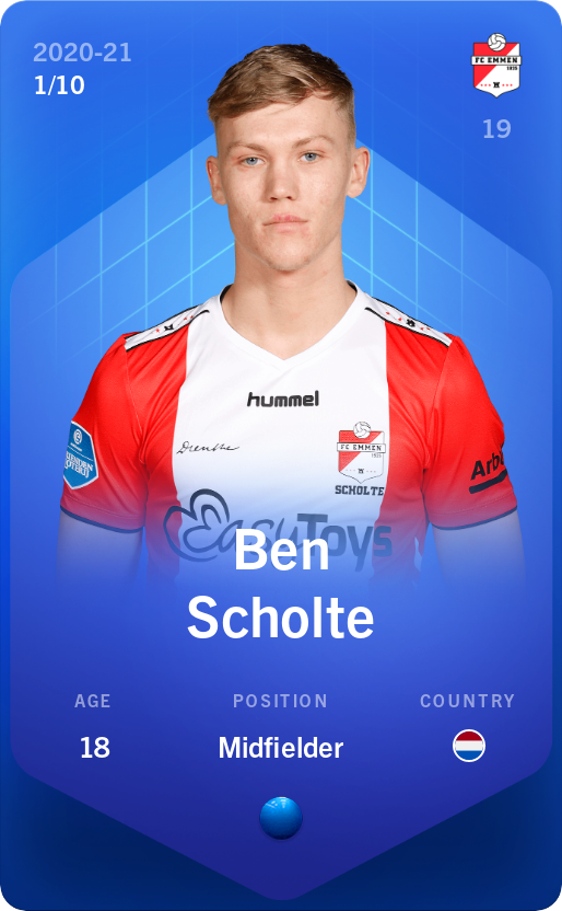 Sorare - Sorare Official - Ben Scholte 2020-21 • Super Rare 1/10 - NFT # 12494994079643359881922323491087700453703280548089940287647133992141802437965
