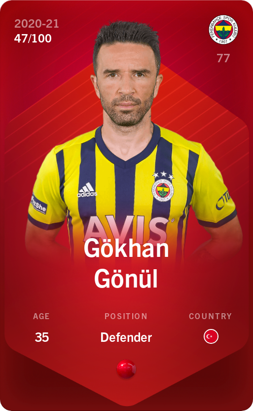 Sorare - Sorare Official - Gökhan Gönül 2020-21 • Rare 47/100 - NFT # 93765951532675664247870759088758293126468488903601476181868638604991893627757