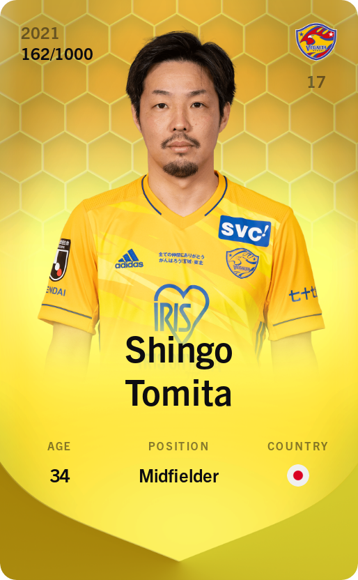 Sorare - Sorare Official - Shingo Tomita 2021-22 • Limited 162/1000 - NFT # 84046863660737376624357999641874886098136275109989265062486556080593405894200