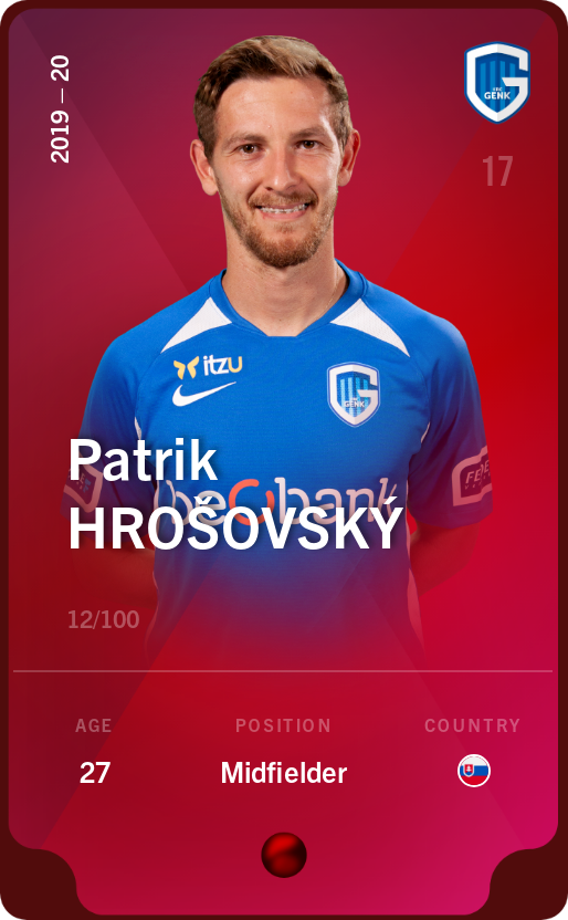 Sorare - Sorare Official - Patrik Hrošovský 2019-20 • Rare 12/100 - NFT # 111000538265956038604364978236157186187640662778375503438344665280352245359670