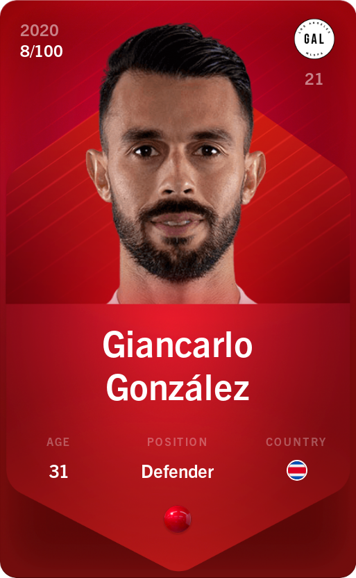 Sorare - Sorare Official - Giancarlo González 2020-21 • Rare 8/100 - NFT # 1263706566489712773693890806282930355866655079564883618492681465795044488672