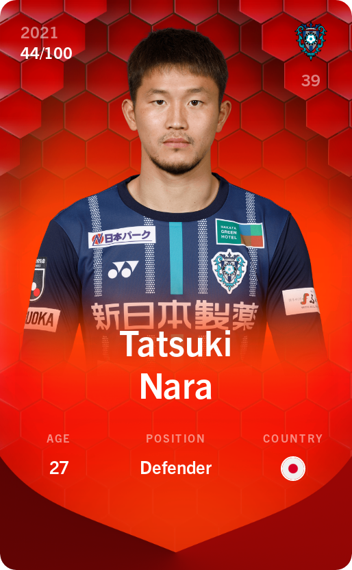 Sorare - Sorare Official - Tatsuki Nara 2021-22 • Rare 44/100 - NFT # 34927169790232564013295334923345736296193149462662107346575781731884471754487