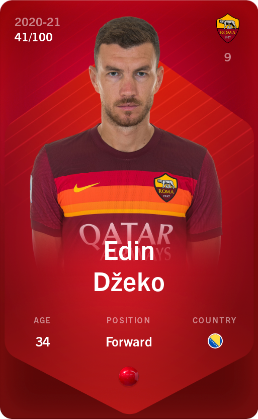 Sorare - Sorare Official - Edin Džeko 2020-21 • Rare 41/100 - NFT # 105001894770590780495175858255487805658828468652367433449953659143900607423223