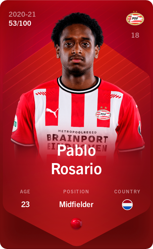Sorare - Sorare Official - Pablo Rosario 2020-21 • Rare 53/100 - NFT # 60986456884474347325603772832516036416962321649853906127637530556392292821152