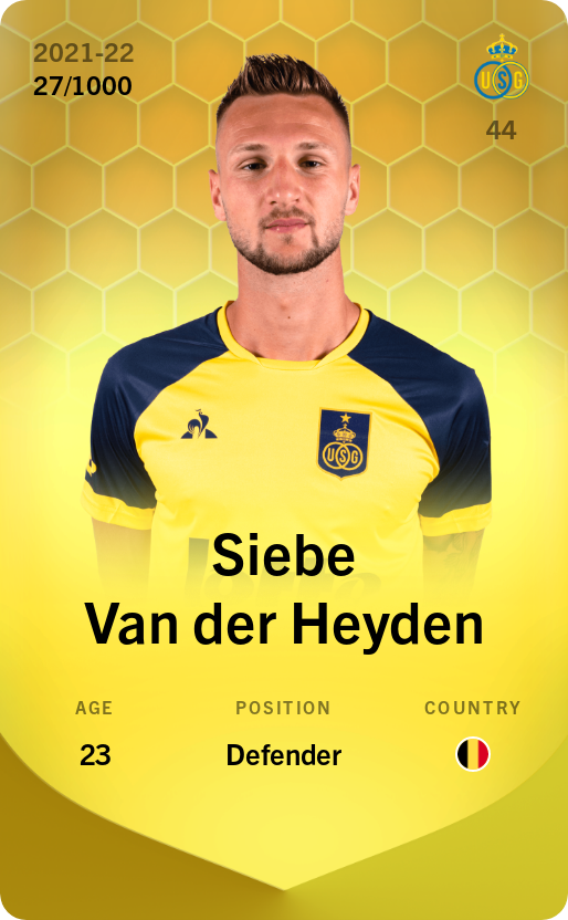 Sorare - Sorare Official - Siebe Van der Heyden 2021-22 • Limited 27/1000 - NFT # 112168042383286147885894441859494816753244093792682920608632155736058024558928