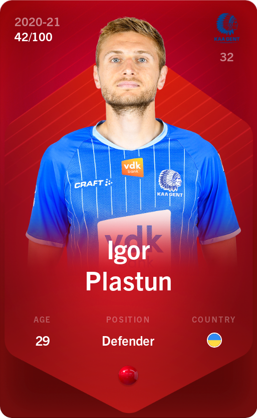 Sorare - Sorare Official - Igor Plastun 2020-21 • Rare 42/100 - NFT # 30813835030764726822424565137626934312970069257395166584514340028026054891376