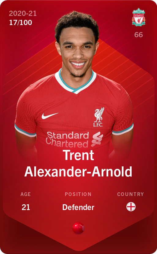 Sorare - Sorare Official - Trent Alexander-Arnold 2020-21 • Rare 17/100 - NFT # 31082321105495705217002433081233503372658967804942345786170697306372152410421