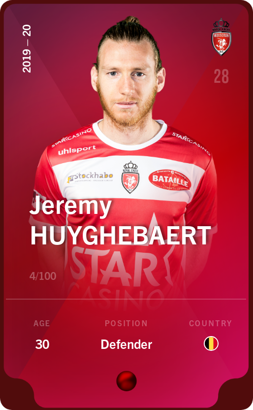 Sorare - Sorare Official - Jeremy Huyghebaert 2019-20 • Rare 4/100 - NFT # 31835292024342613973417124057170714346314774795877441389366145400332016571017