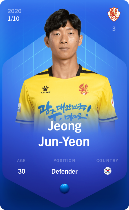 Sorare - Sorare Official - Jeong Jun-Yeon 2020-21 • Super Rare 1/10 - NFT # 83428250816378121572266041481068111488485141974682723592687385114761433833383