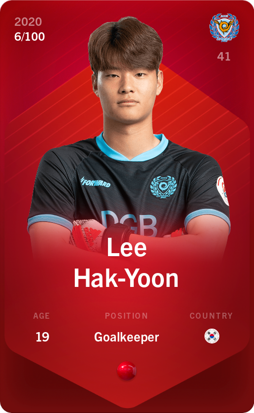 Sorare - Sorare Official - Lee Hak-Yoon 2020-21 • Rare 6/100 - NFT # 25844801535275905518870418677678317289390167594607659331687653726862285087130
