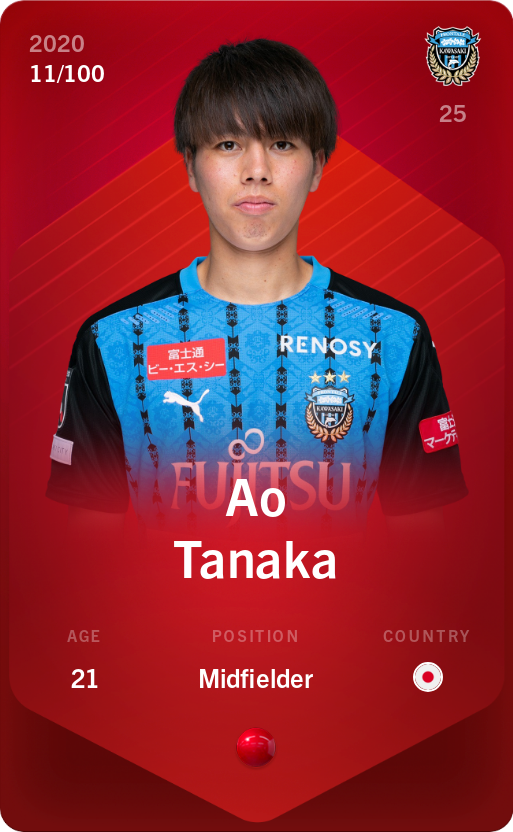 Sorare - Sorare Official - Ao Tanaka 2020-21 • Rare 11/100 - NFT # 28667753050527109488396763416613345675382440544501018441871393490244606027597