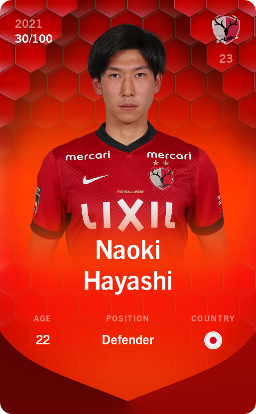 Sorare - Sorare Official - Naoki Hayashi 2021-22 • Rare 30/100 - NFT # 13162279014600260069648087249842107946028034315558949062534077305563655933065