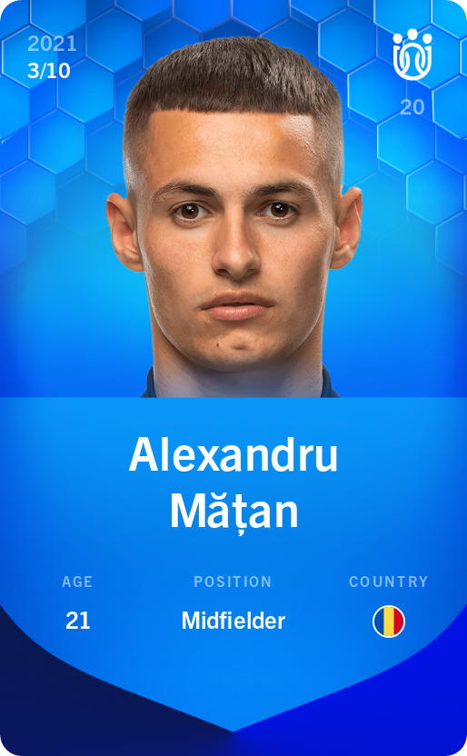 Sorare - Sorare Official - Alexandru Mățan 2021-22 • Super Rare 3/10 - NFT # 102813051528076974631860753107042542265868419114509871770342952719573919812999