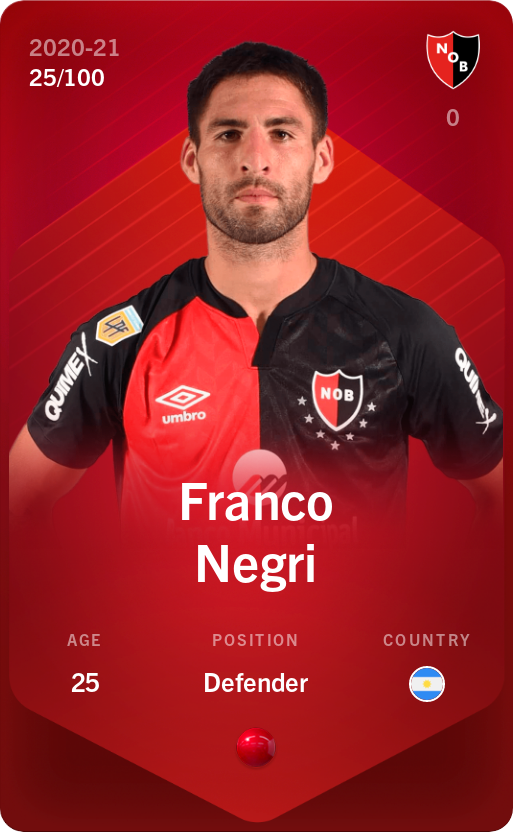 Sorare - Sorare Official - Franco Negri 2020-21 • Rare 25/100 - NFT # 95578979576862424929649230851402548153756594469374910769650703061420986906896