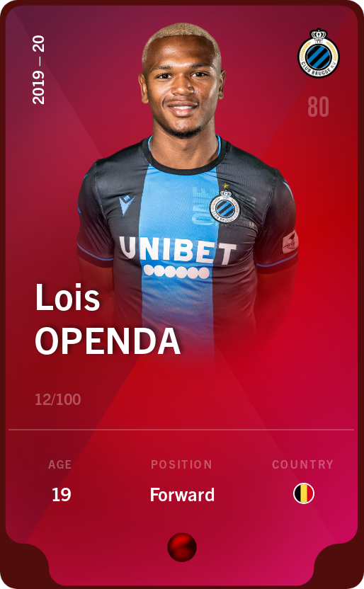 Sorare - Sorare Official - Lois Openda 2019-20 • Rare 12/100 - NFT # 97734731996211639228192518363366735725358265385980383608539528387876347634491