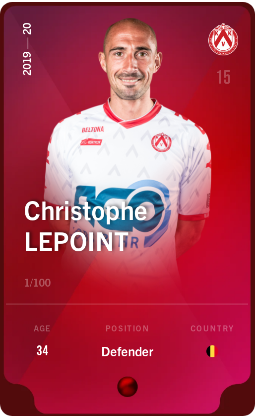 Sorare - Sorare Official - Christophe Lepoint 2019-20 • Rare 1/100 - NFT # 68123321941682260484499814373072904551257079717876517881469413966208479995777