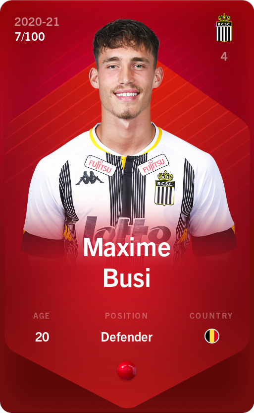 Sorare - Sorare Official - Maxime Busi 2020-21 • Rare 7/100 - NFT # 17555054860762766010999760522396080252732422563858843081254320364145357537385
