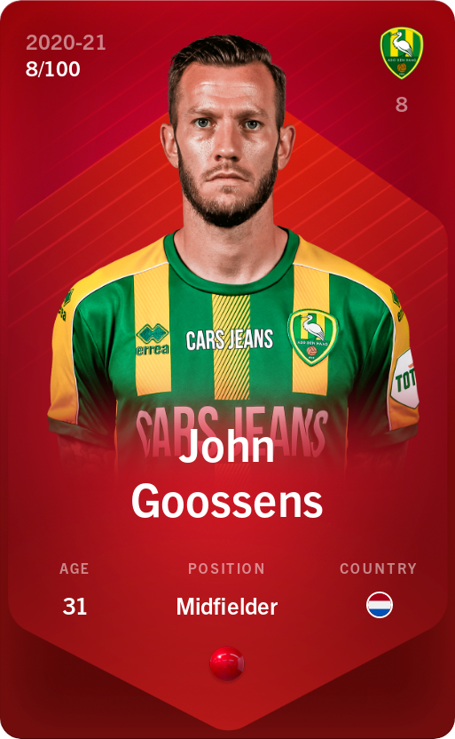 Sorare - Sorare Official - John Goossens 2020-21 • Rare 8/100 - NFT # 107628787675376953817911083772880018211556887535042362409949530481796569804132