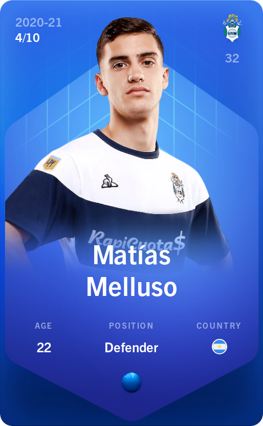 Sorare - Sorare Official - Matías Melluso 2020-21 • Super Rare 4/10 - NFT # 92457020402882170209067687948512032703126284315327151862615286559528597535460