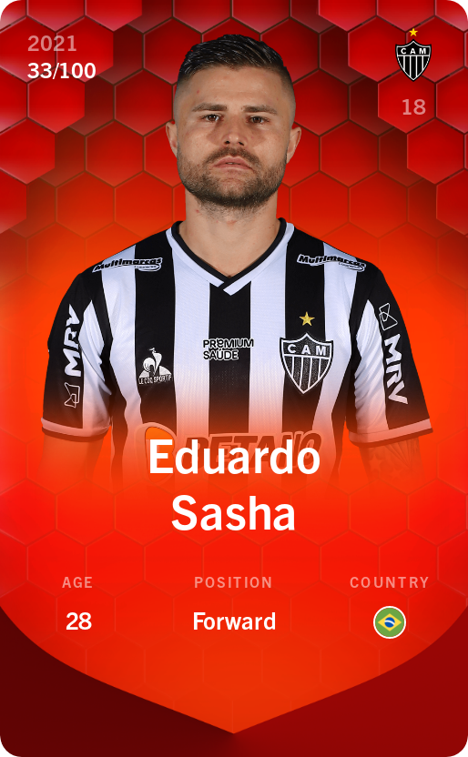 Sorare - Sorare Official - Eduardo Sasha 2021-22 • Rare 33/100 - NFT # 52074477698707767269278552236997867452721078521587999426074498157652079747799