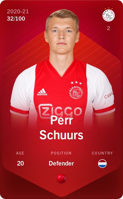 Sorare - Sorare Official - Perr Schuurs 2020-21 • Rare 32/100 - NFT # 18958207010429545164471917428222337683139808895890050353482310677105660711569