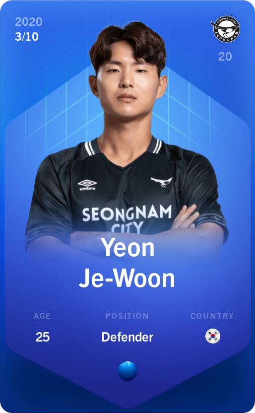 Sorare - Sorare Official - Yeon Je-Woon 2020-21 • Super Rare 3/10 - NFT # 80780629694477577317174317474725720939509774213842617123154444847341566345916