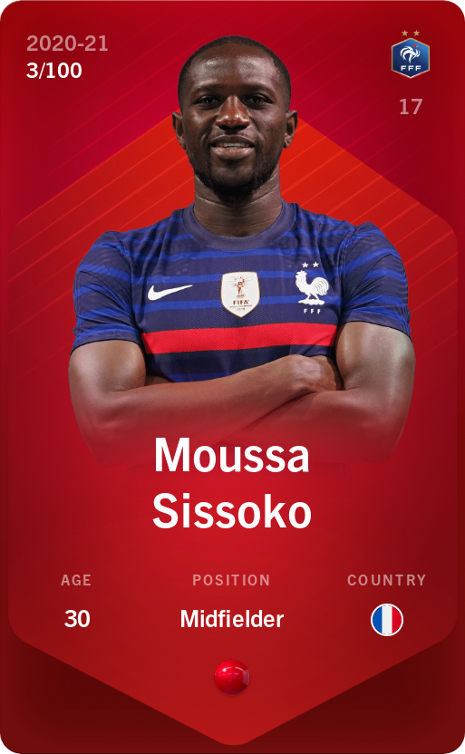Sorare - Sorare Official - Moussa Sissoko 2020-21 • Rare 3/100 - NFT # 45268064570890937933432946858049135239435350146630020605415602710792427980646