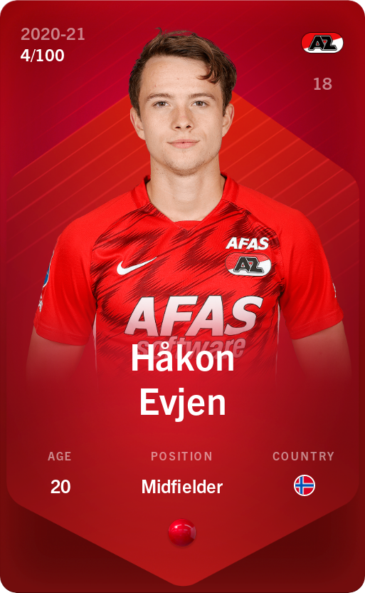 Sorare - Sorare Official - Håkon Evjen 2020-21 • Rare 4/100 - NFT # 26286699214346128463866551072680378200011304606337366725517192537383070586260