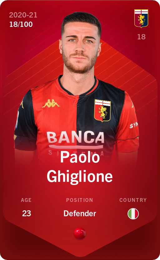 Sorare - Sorare Official - Paolo Ghiglione 2020-21 • Rare 18/100 - NFT # 103245495451402083192426405574139704341133470938546572598296903601372056510683