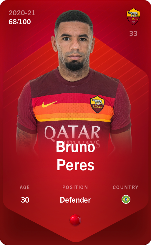 Sorare - Sorare Official - Bruno Peres 2020-21 • Rare 68/100 - NFT # 80995107750260474469842419248203355081690206295736534823573144169990619862311